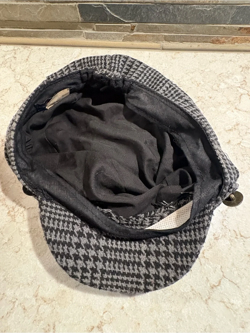 2 Black & White Houndstooth Baker Boy Caps